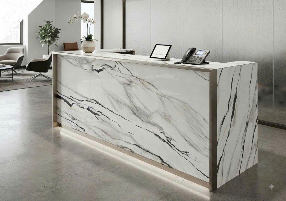 Đá Nhân Tạo Trắng Vân Xám Đen