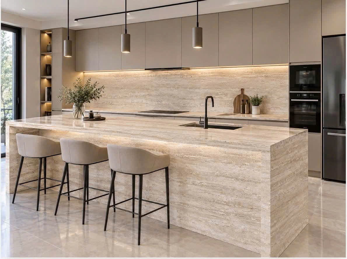 Đá Nhân Tạo Travertino Ivory Nhám Cao Cấp | Đá Hoa Cương NEWSTONE